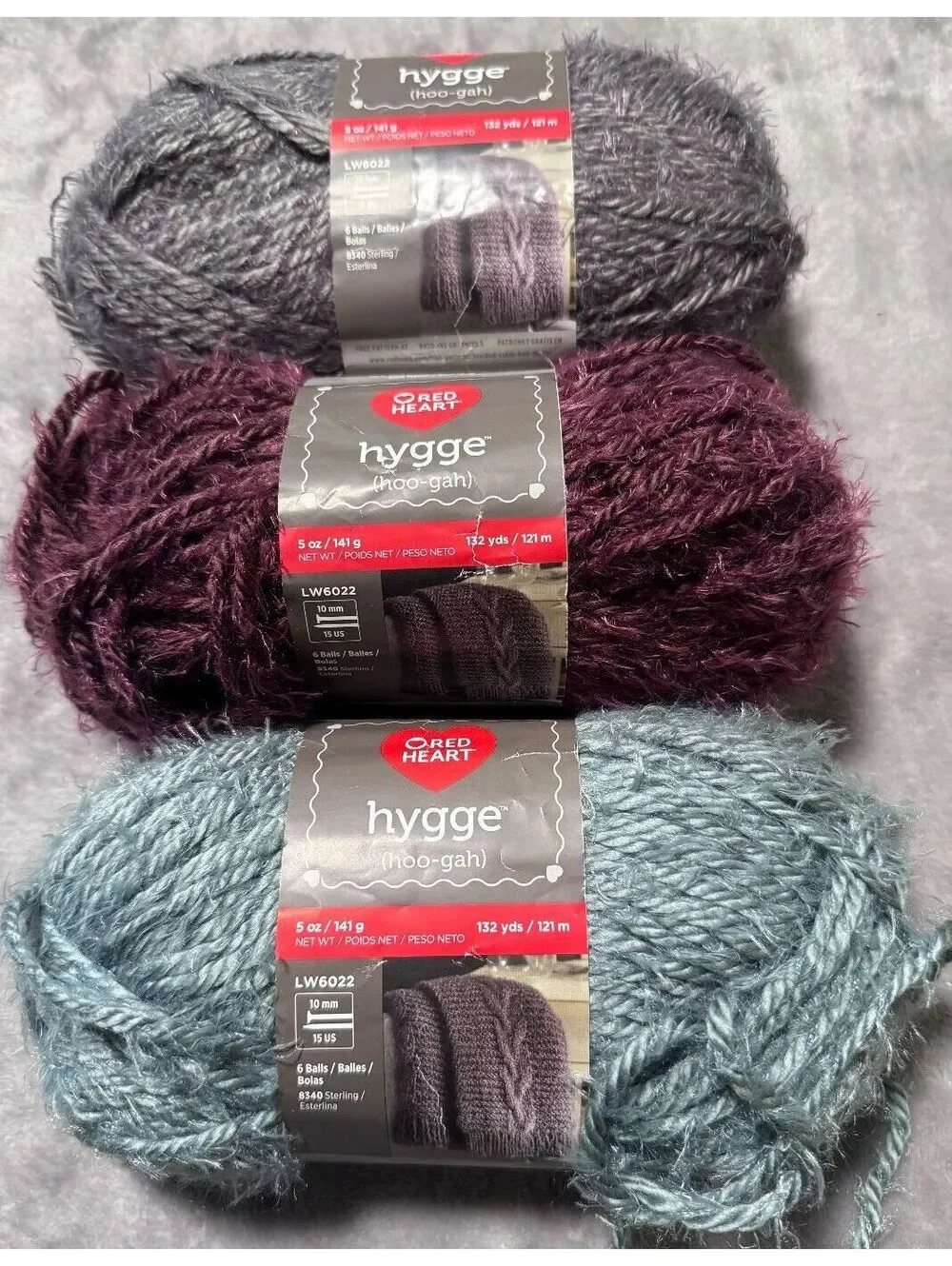 Hygge Red Heart Soft Yarn Lot of 3 - 15oz